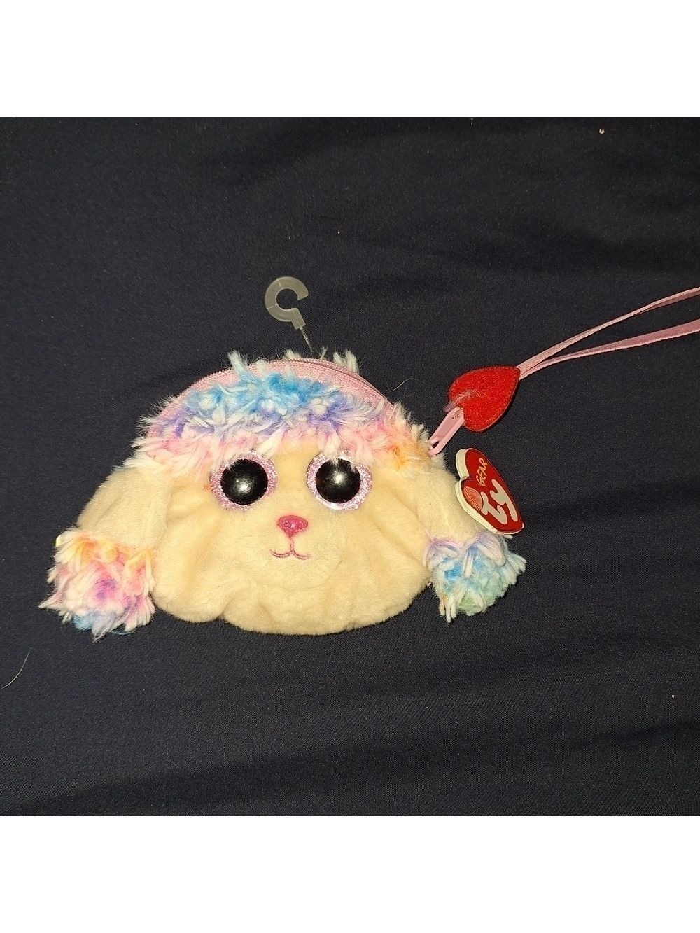 TY Dog Coin Purse Pink Rainbow Plush